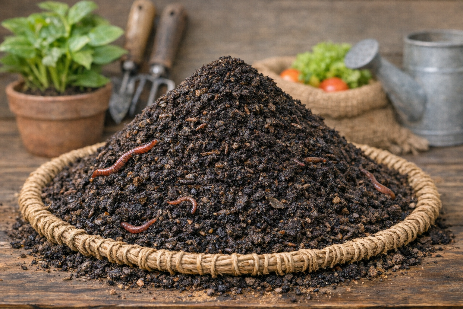 Organic fertilizer mix in farm environment